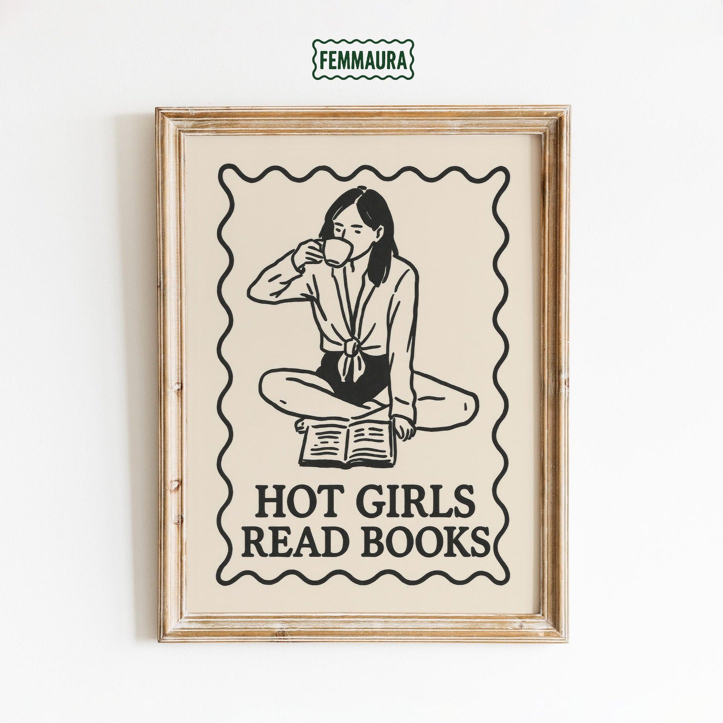 Minimalist Feminist Poster – Feminist Wall Art Black Beige Print for Reading Room Decor