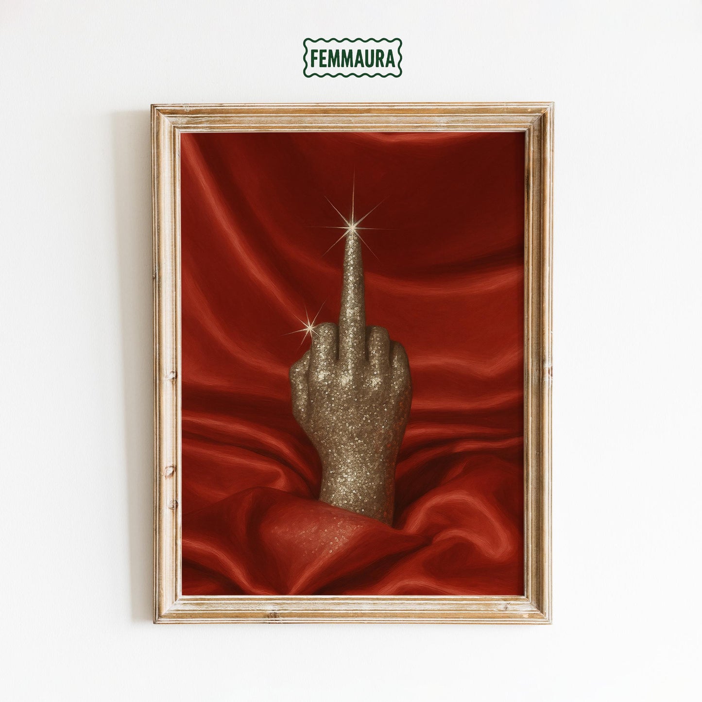 Bold Feminine Wall Art – Glitter Gold Feminist Attitude Poster | Sassy Statement Decor