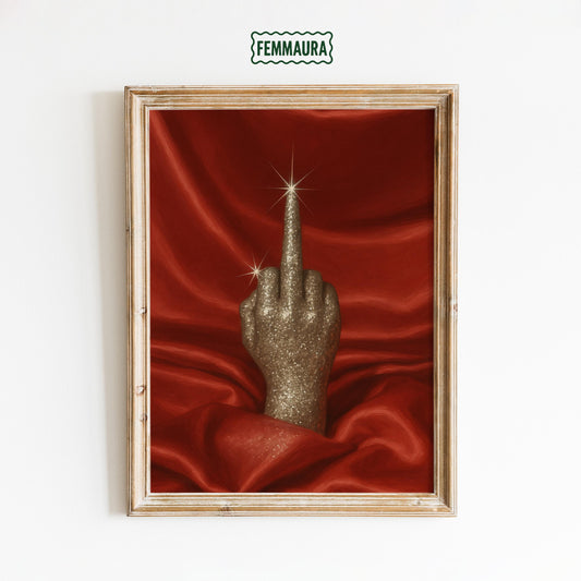 Bold Feminine Wall Art – Glitter Gold Feminist Attitude Poster | Sassy Statement Decor