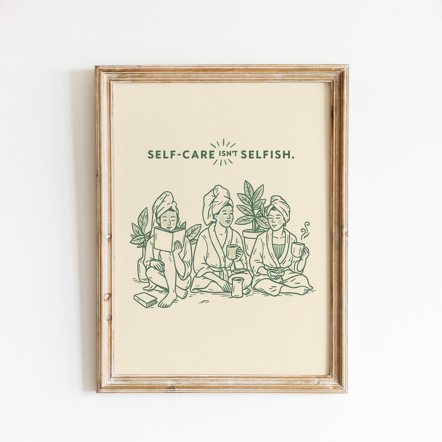 Self Care Poster – Mindful Line Art Print | Feminine Wellness Wall Art Decor