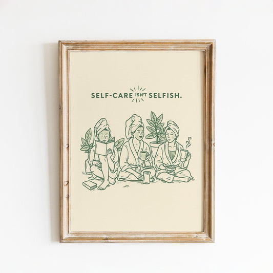 Self Care Poster – Mindful Line Art Print | Feminine Wellness Wall Art Decor