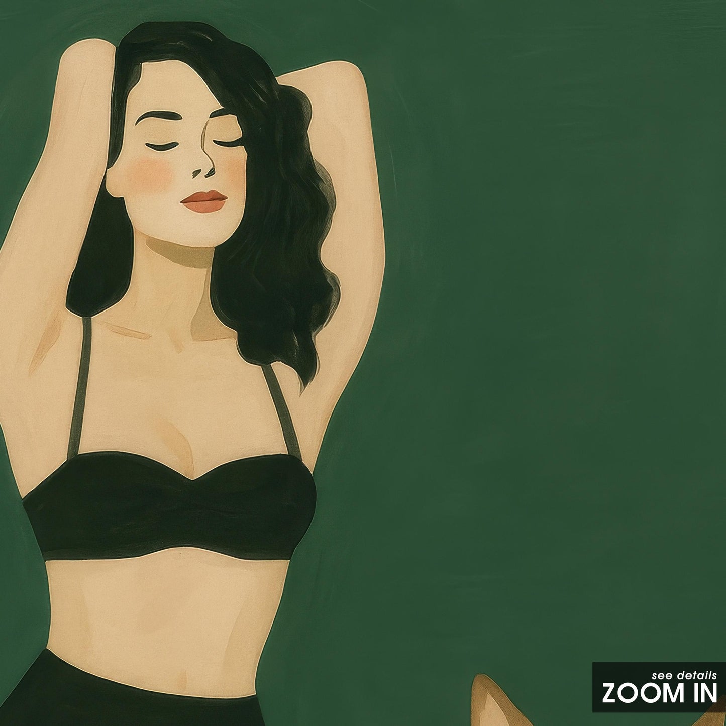 Dog Art Print – Bold Retro Woman & Protective Dog Illustration | Green Wall Decor