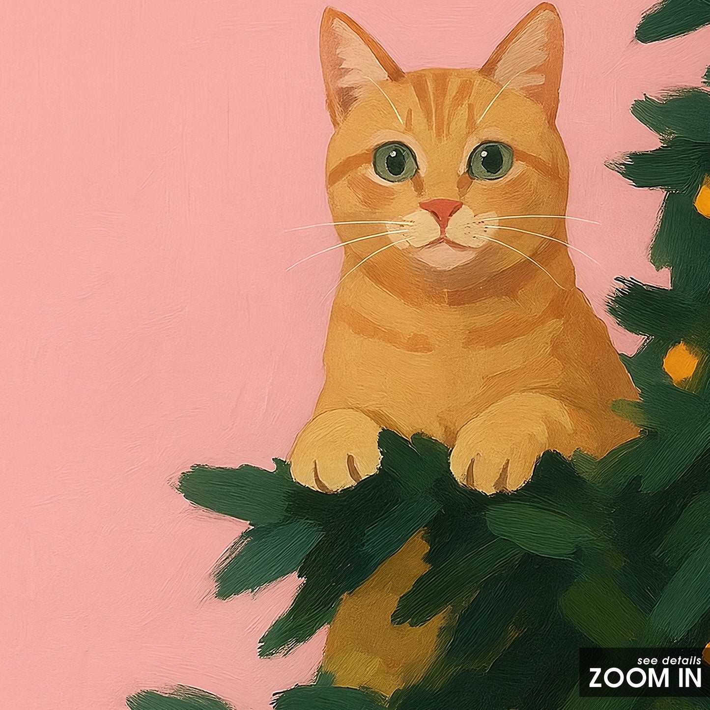Christmas Cat Poster – Pink Retro Art | Cozy Holiday Wall Decor Gift