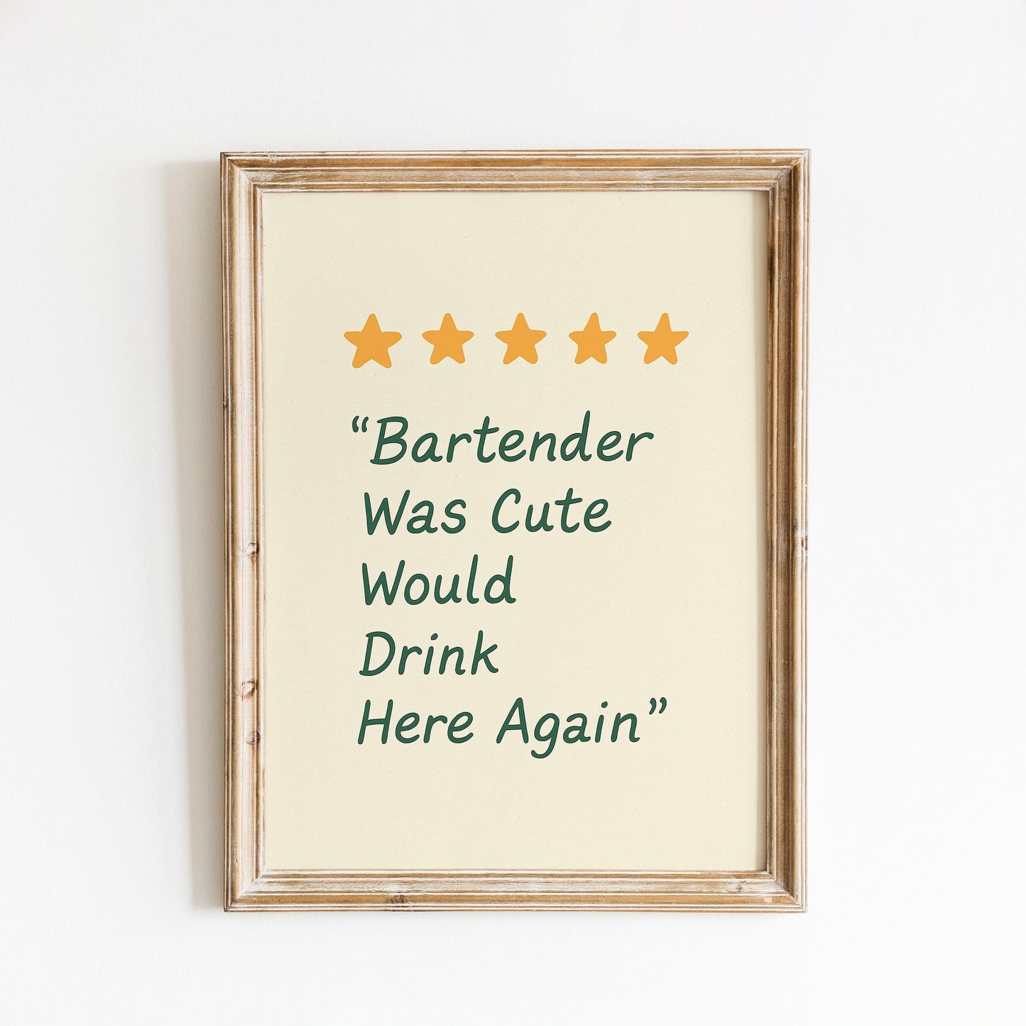 Funny Bartender Review Art Print – Retro Bar Wall Decor