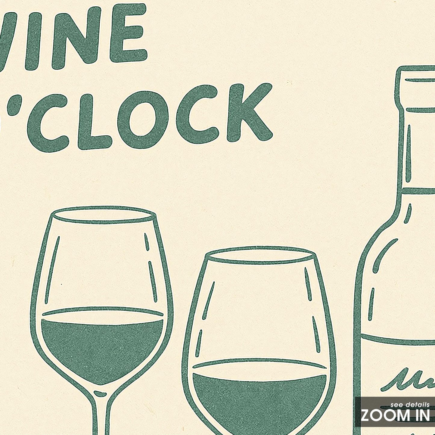 Wine O’Clock Poster – Minimal Wine Art Print, Cozy Kitchen Wall Decor