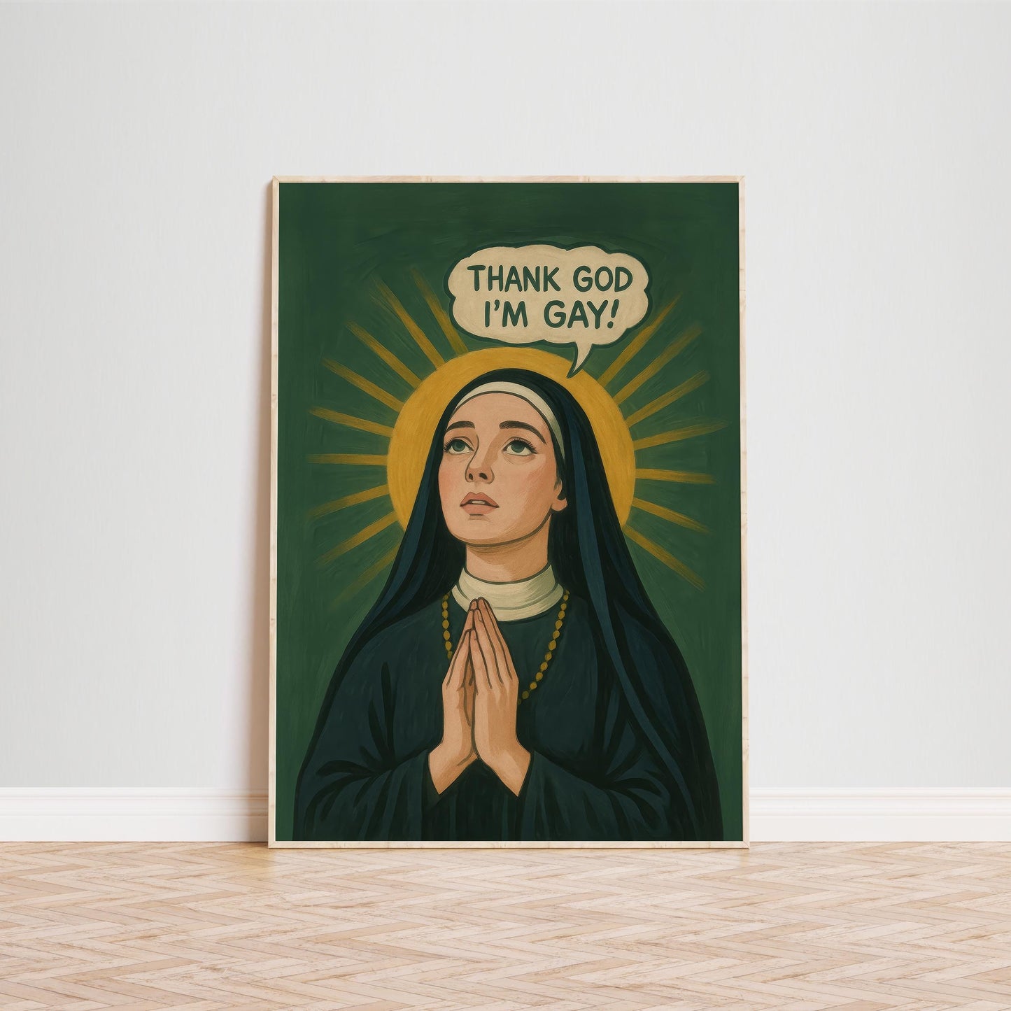 Gay Pride Wall Art – Funny Nun Print With Queer Wall Decor & Inclusive Message