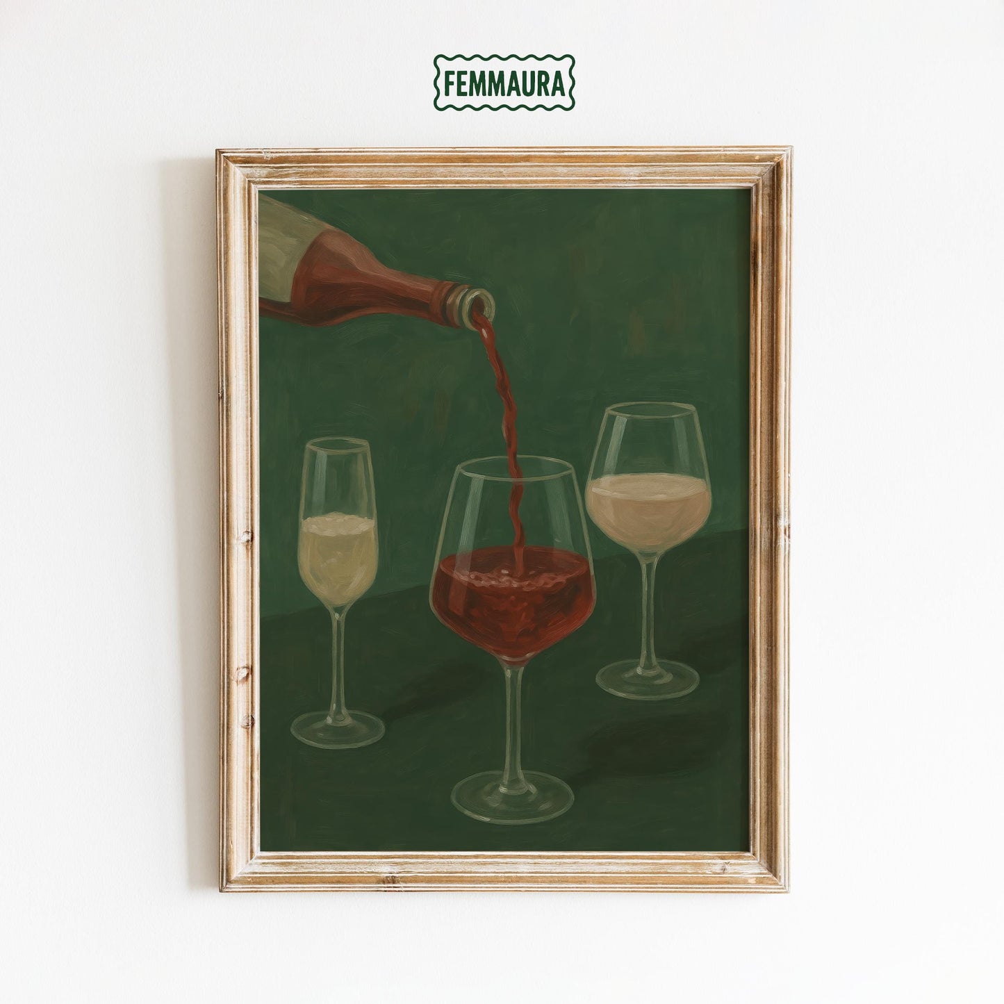 Wine Pouring Art Print – Elegant Bar Poster | Dining Room Wall Art, Red Wine Design