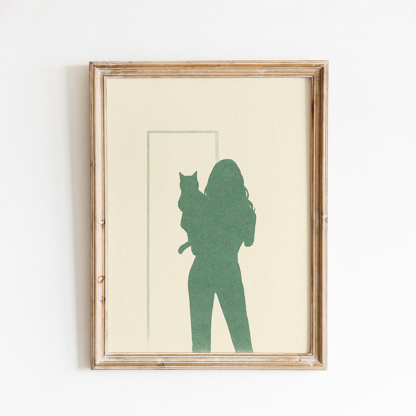 Woman and Cat Silhouette Poster – Minimal Line Art Print, Femmaura Bold Series
