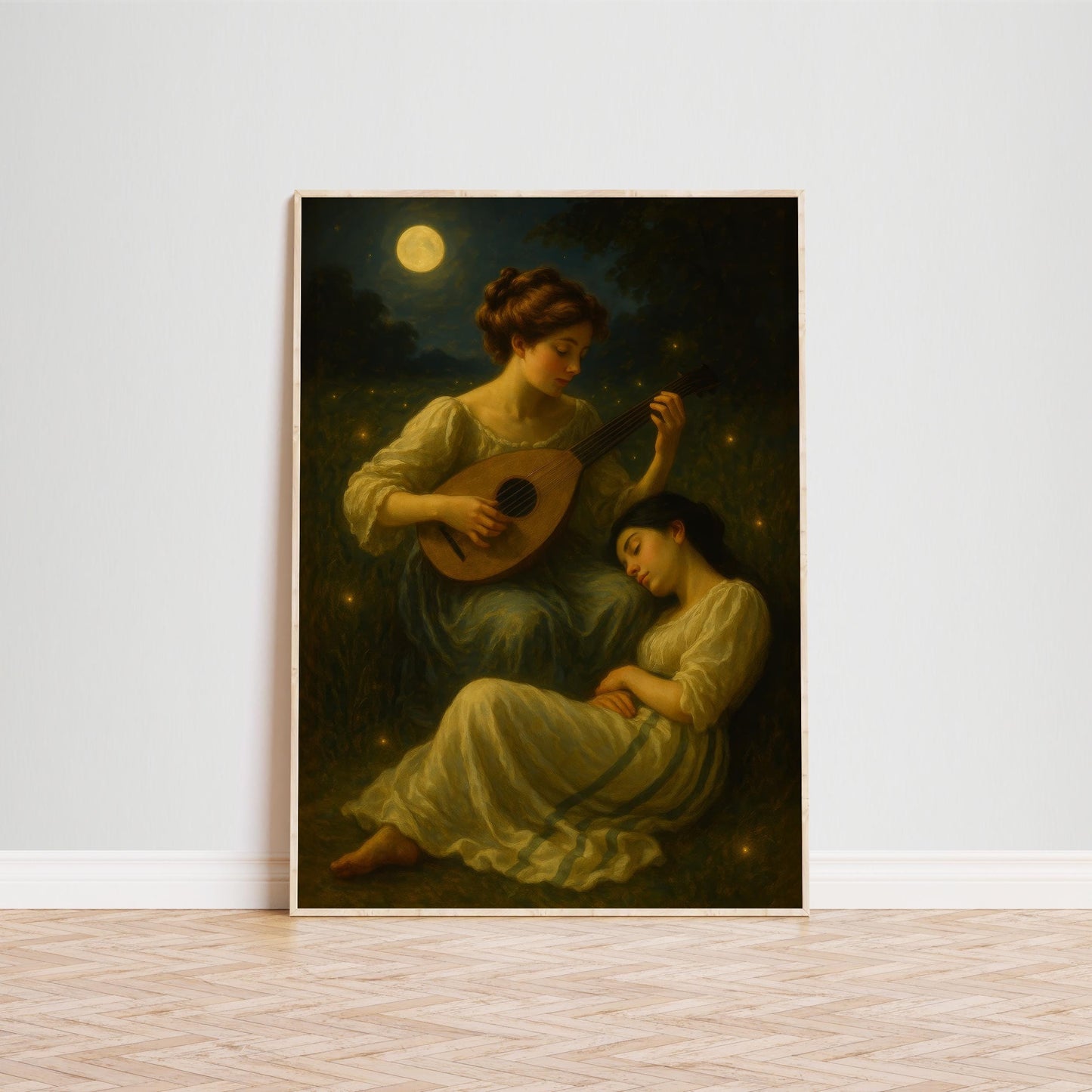 Sapphic Romantic Art – Fine Art Poster Featuring Queer Love Vintage Music