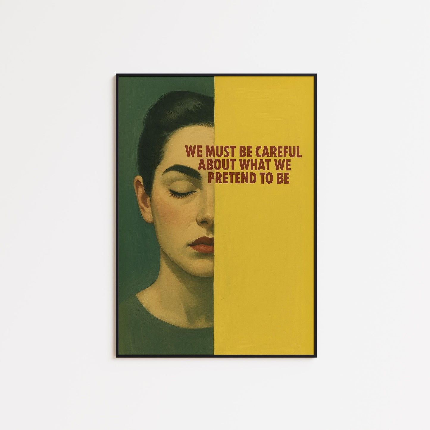 Minimalist Wall Art – Thoughtful Poster With Moody Portrait & Motivational Quote