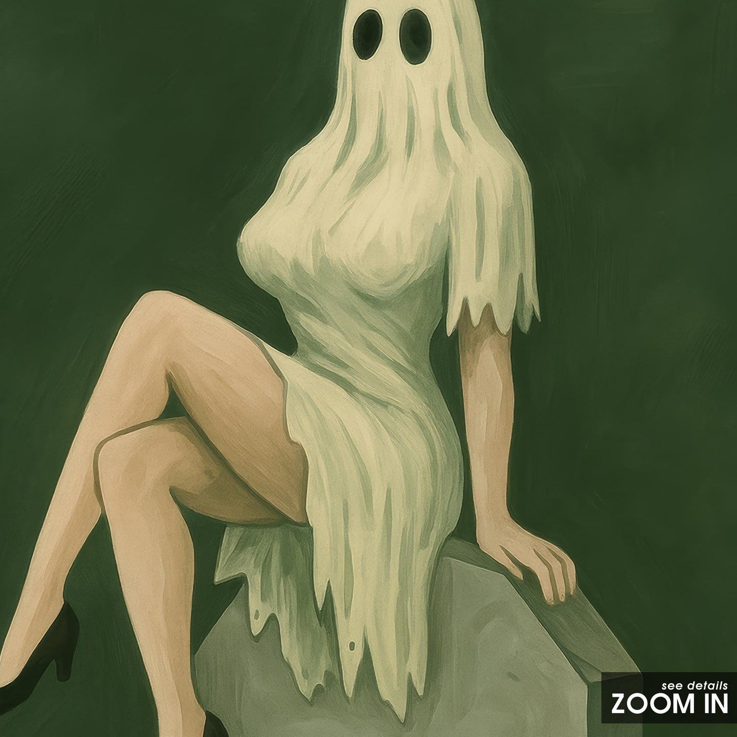 Sexy Halloween Art Print – Freak in the Sheets Ghost Girl Poster with Gothic Humor Decor