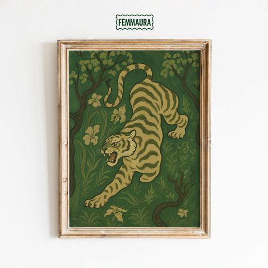 Vintage Tiger Wall Art – Jungle Print With Bold Animal & Nature Decor