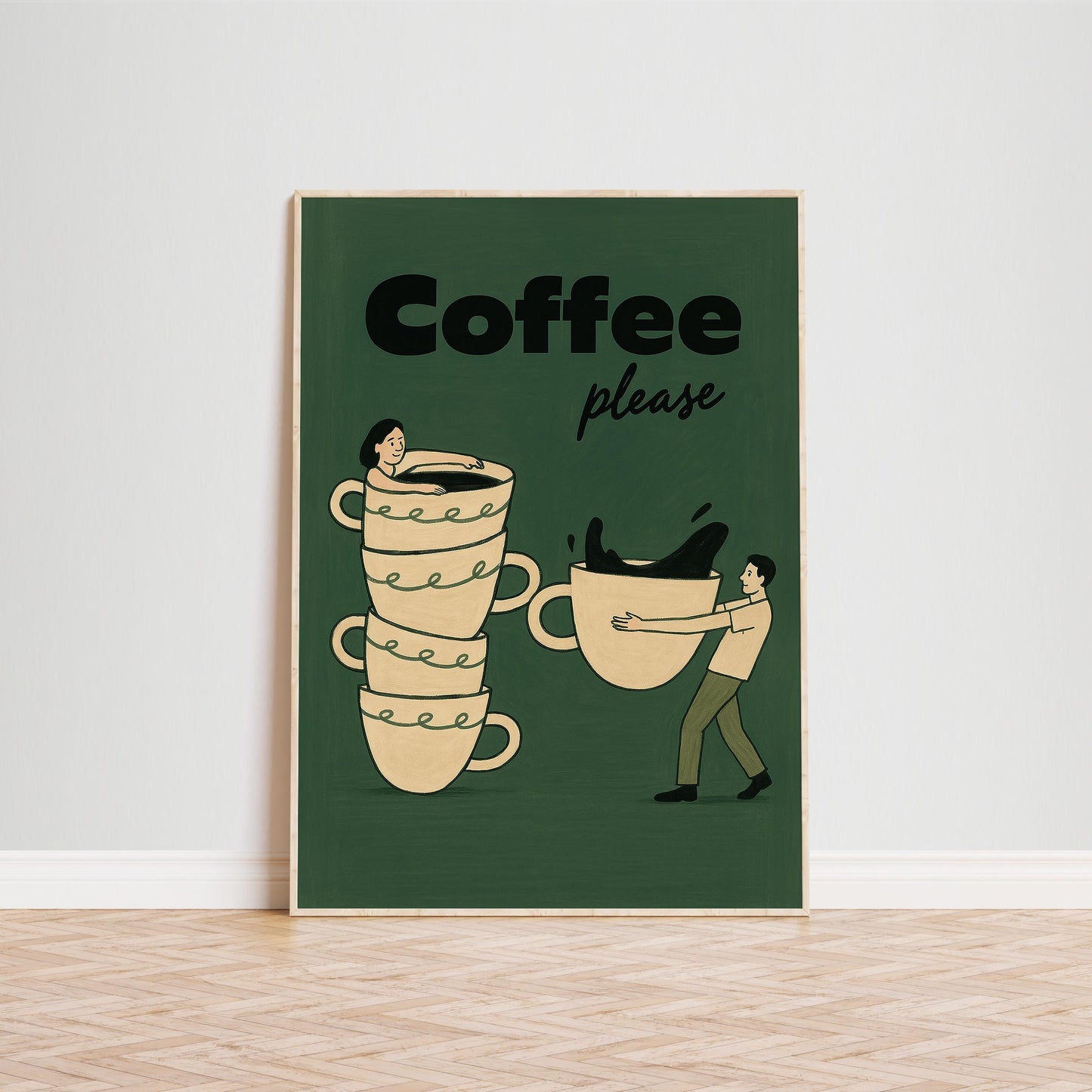 Coffee Please Poster – Minimalist Cafe Art | Playful Kitchen Print on Matte Fine Art Paper