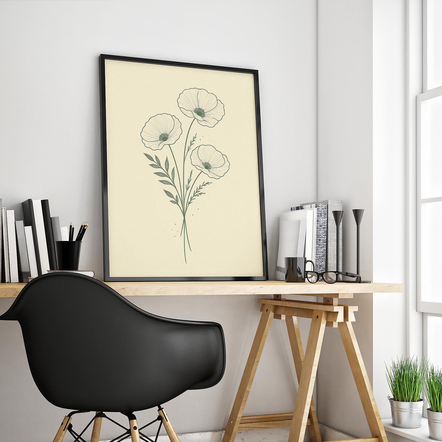 Botanical Line Art – Minimalist Floral Wall Print