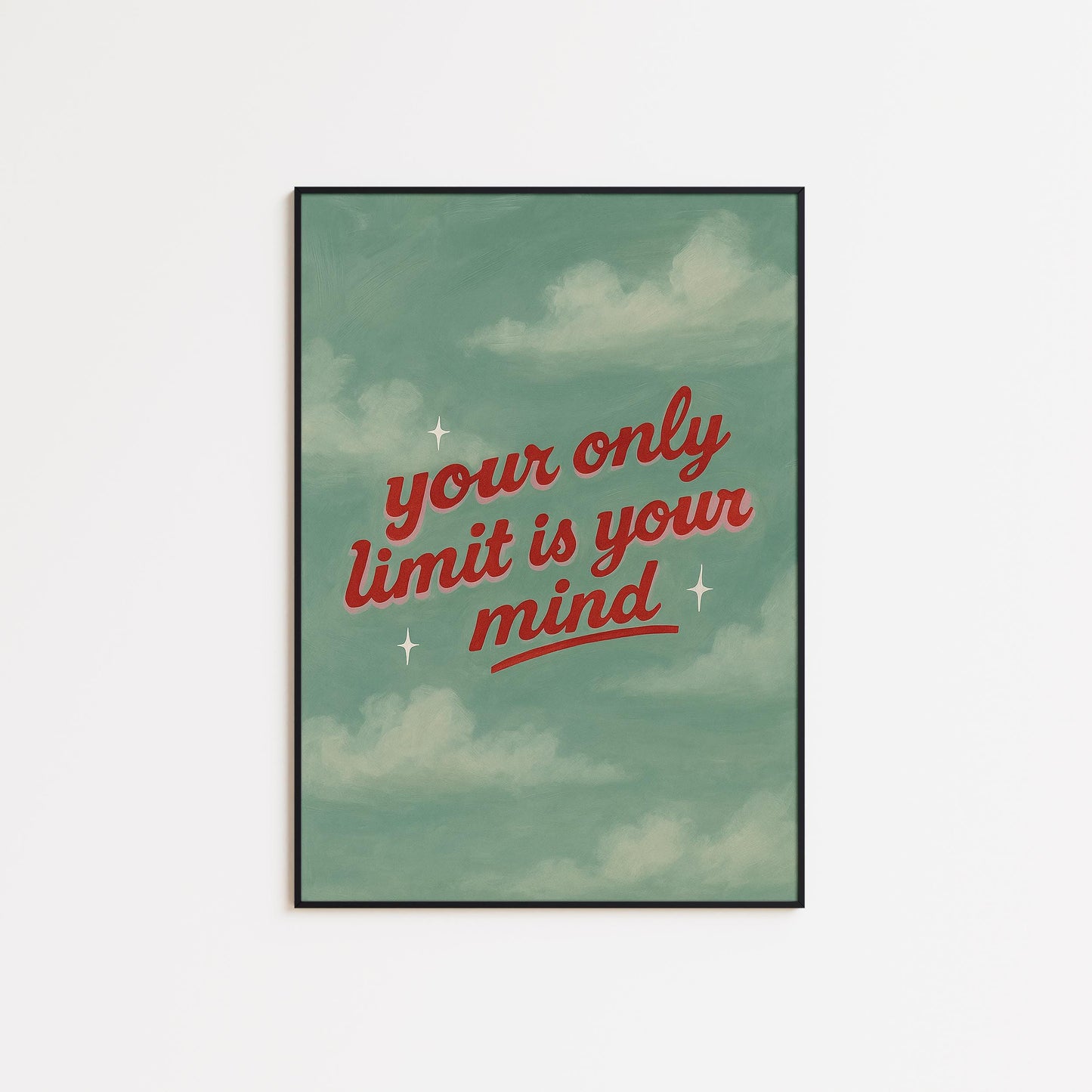 Motivational Quote Poster – Vintage Typography Print With Dreamy Sky Art