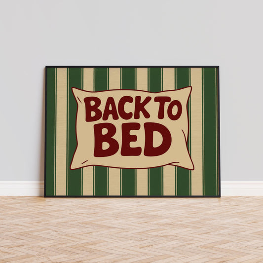 Back to Bed Western Wall Art – Funny Retro Stripe Pillow Poster