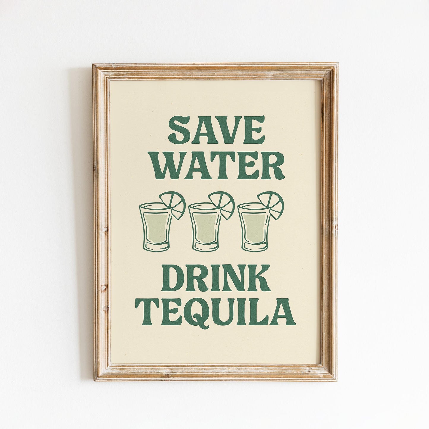 Save Water Drink Tequila Poster – Funny Retro Bar Wall Art